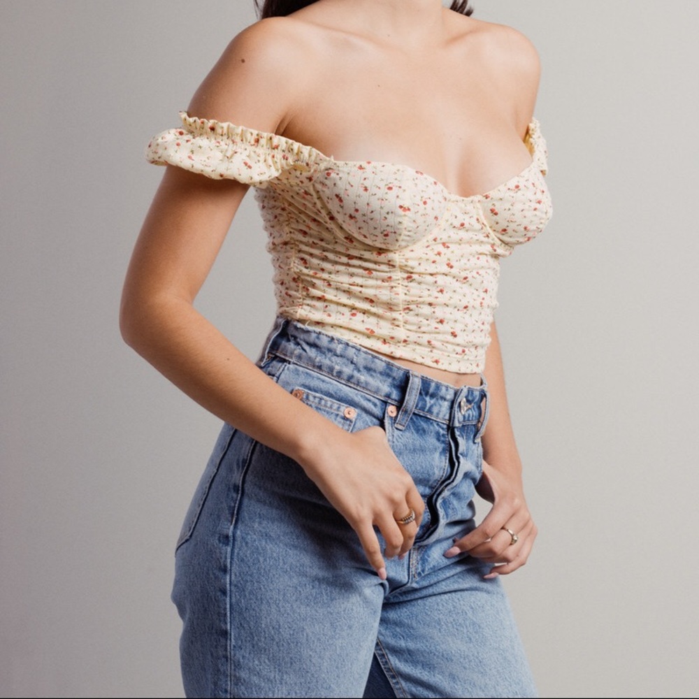 NWT TOBI Floral crop top bustier